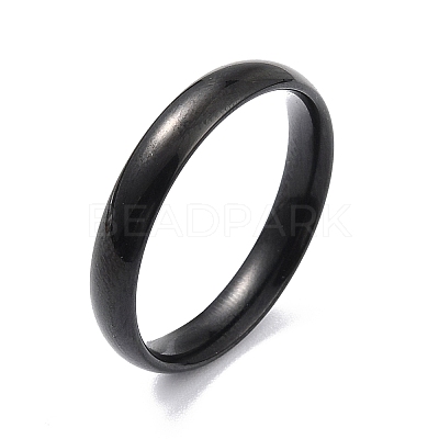 Ion Plating(IP) 304 Stainless Steel Simple Plain Band Finger Ring for Women RJEW-B036-06EB-1