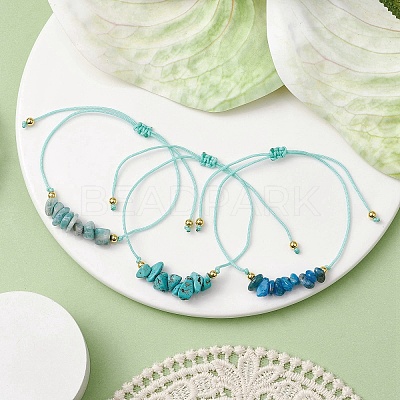 3Pcs 3 Styles Gemstone Braided Bead Bracelets BJEW-JB11146-03-1