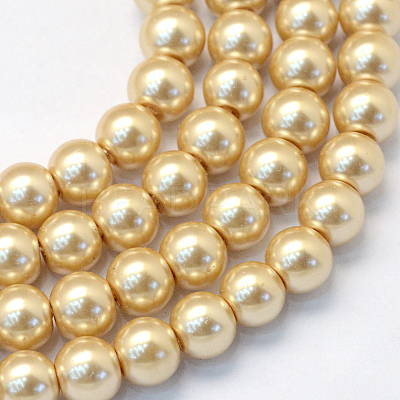 Baking Paint Pearlized Glass Pearl Round Bead Strands X-HY-Q003-4mm-42-1