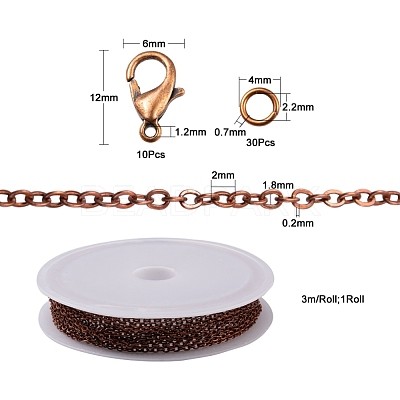 DIY 3m Brass Cable Chain Jewelry Making Kit DIY-YW0005-75R-1