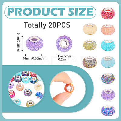 20Pcs AB Color Resin Rose Flower European Beads RESI-TA0004-38-1