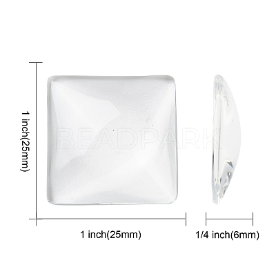 Transparent Glass Square Cabochons GGLA-A001-25mm-1