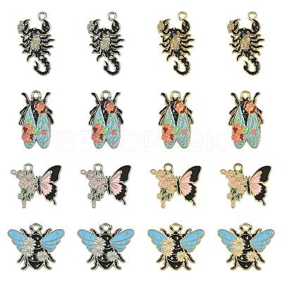 16Pcs 8 Styles Alloy Enamel Pendants ENAM-FS0003-95-1
