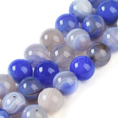 Natural Striped Agate/Banded Agate Beads Strands G-Z060-A01-C26-1