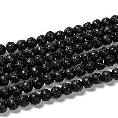 Natural Lava Rock Round Bead Strands G-M169-6mm-03-1