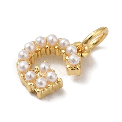 Rack Plating Brass with ABS Plastic Imitation Pearl Charms KK-B092-30G-G-1