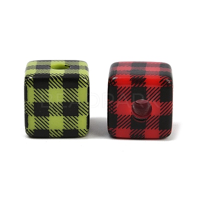 Printed Opaque Acrylic Beads OACR-A040-08-1