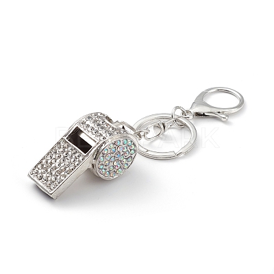 Shining Zinc Alloy Rhinestone Whistle Pendant Keychain KEYC-O014-01P-04-1