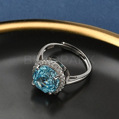 925 Sterling Silver Micro Pave Cubic Zirconia Finger Rings RJEW-B134-01B-06-1
