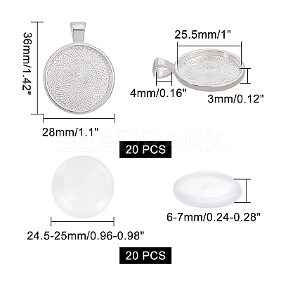 40pcs Flat Round Pendant Making Kits DIY-AR0001-30S-1