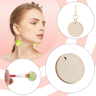 DIY Flat Round Wooden Dangle Earring Making Findings Kits DIY-SP0004-99-1