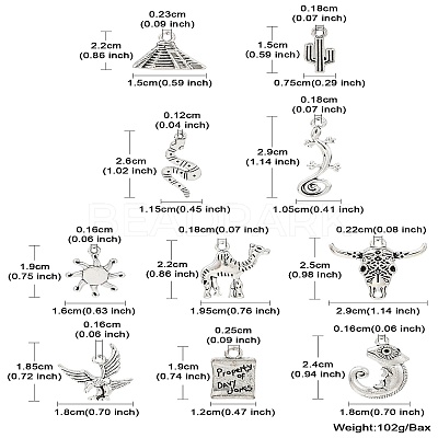 50Pcs 10 Style Tibetan Style Alloy Pendants FIND-CJ0001-60-1