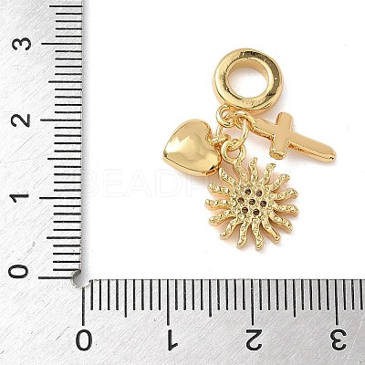 Brass Micro Pave Clear Cubic Zirconia European Dangle Charms KK-D502-13C-G-1