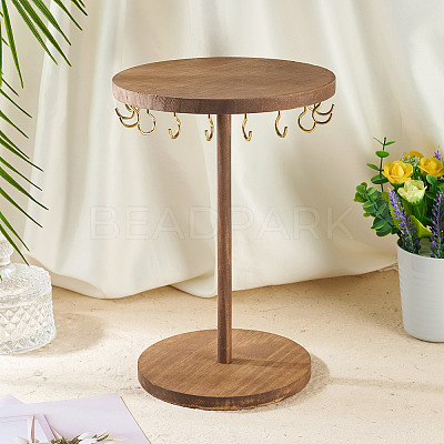 Round Wood Jewelry Necklace Display Organizer Hanging Tower Rack NDIS-TAC0001-01A-1