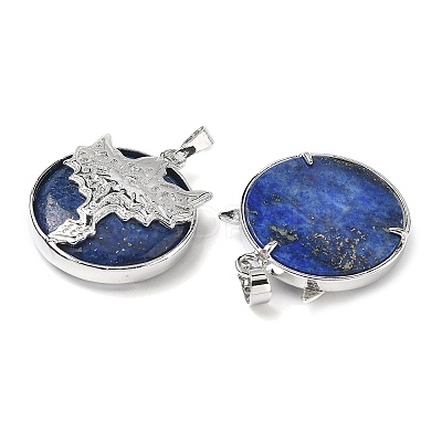 Natural Lapis Lazuli Flat Round Pendants G-G279-01P-07-1