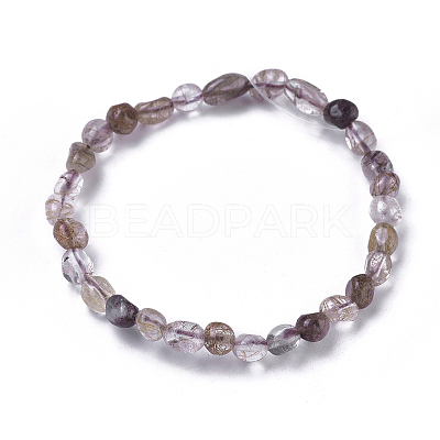 Natural Rutilated Quartz Bead Stretch Bracelets BJEW-K213-39-1