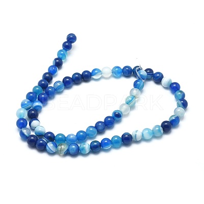 Natural Striped Agate/Banded Agate Beads Strands G-I254-03C-05-1