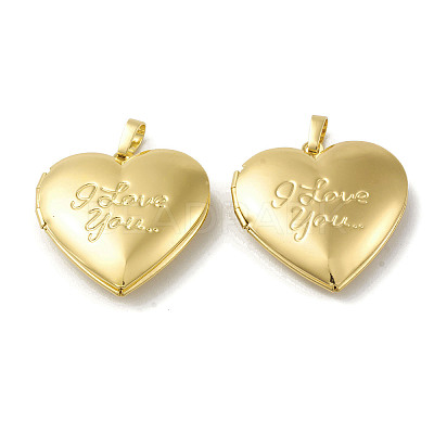 Rack Plating Brass Locket Pendants KK-G452-03G-1