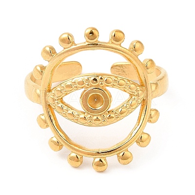 Ion Plating(IP) 201 Stainless Steel Open Cuff Ring Rhinestone Settings RJEW-E063-40G-1