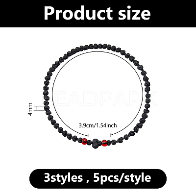 15Pcs 3 Colors Adjustable Polyester Braided Bead Bracelets BJEW-DC0001-11-1