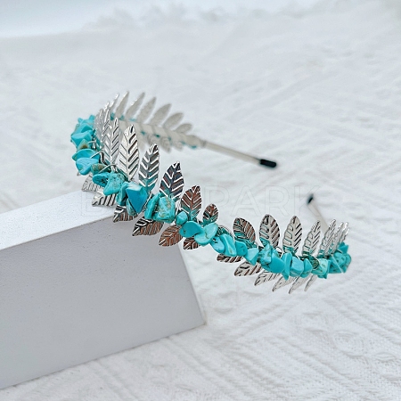 Synthetic Turquoise Chip Hair Bands PW-WG55675-03-1