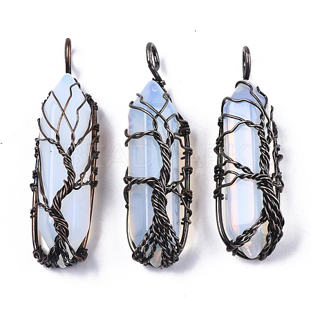 Opalite Big Wire Wrapped Pendants G-T133-R02F-1
