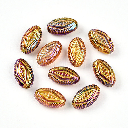 UV Plating Iridescent Opaque Acrylic Beads OACR-T028-33-1