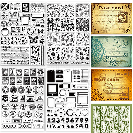 Globleland 4 Sheets 4 Styles PVC Plastic Stamps DIY-GL0004-86J-1