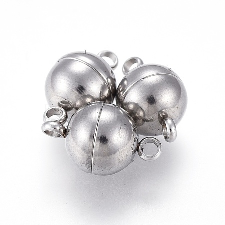 Tarnish Resistant 201 Stainless Steel Magnetic Clasps with Loops STAS-K200-03P-B-1
