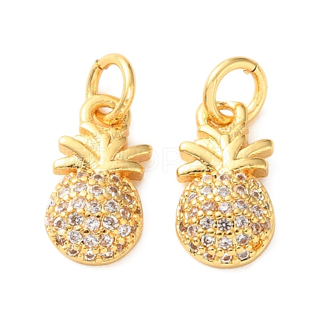 Brass Micro Pave Clear Cubic Zirconia Charms KK-D111-01G-1