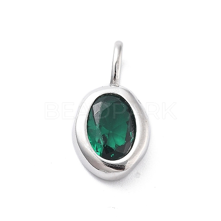 925 Sterling Silver Cubic Zirconia Oval Charms STER-S006-01S-E-1