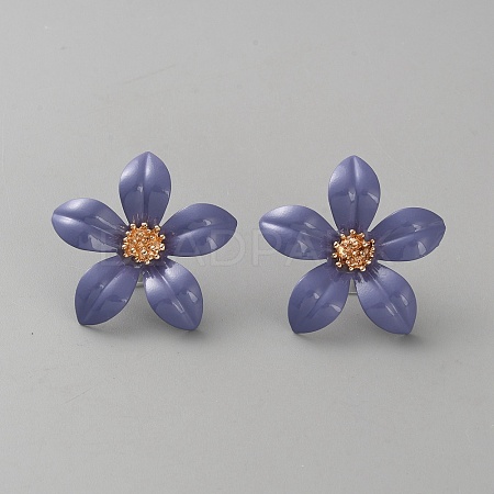 Iron & Alloy Enamel Flower Stud Earrings EJEW-WH0033-57D-1