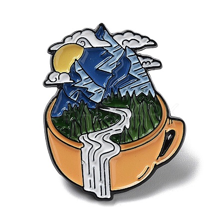 Outdoor Camping Theme Mountain Pattern Enamel Pin JEWB-H015-01EB-03-1