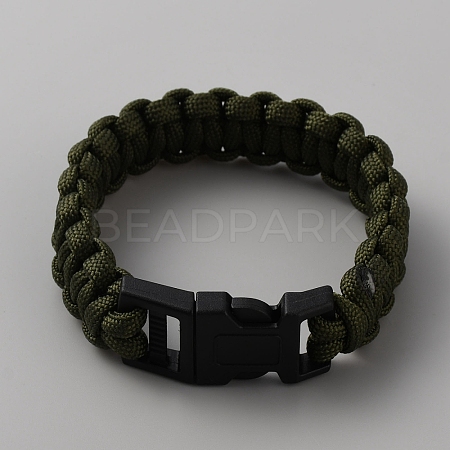 Survival Polyester Cord Bracelet with Plastic Clasps for Hiking Camping Outdoor BJEW-WH0018-54G-1