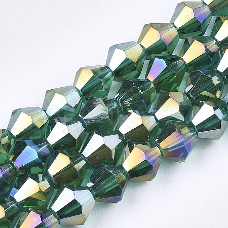 Electroplate Glass Beads Strands EGLA-Q118-6mm-B15-1