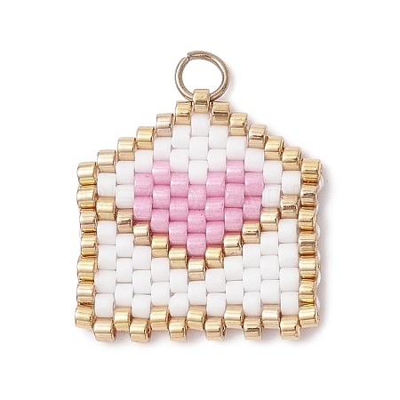 Beaded Heart Envelope Charms PALLOY-MZ01092-01-1