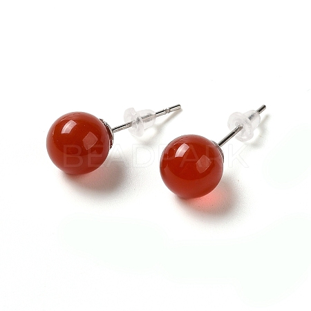 Natural Carnelian Stud Earrings LS-G-B075-02P-06-1