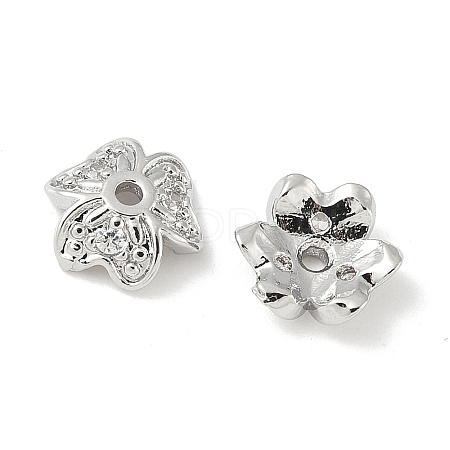 Brass Micro Pave Clear Cubic Zirconia Bead Cap KK-V015-15P-1