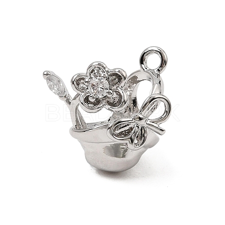 Brass Micro Pave Clear Cubic Zirconia Charms CU-CBA3D76-16P-1