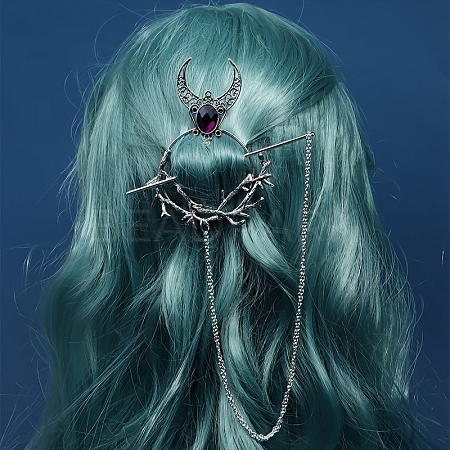 Gothic Witch Theme Branch Alloy Rhinestone Hair Cuff Pin PW-WG49D80-03-1
