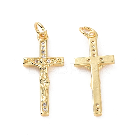 Rack Plating Brass Micro Pave Cubic Zirconia Pendants KK-C008-37G-1