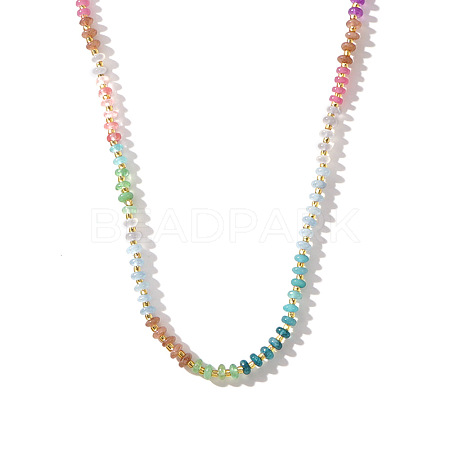 Colorful Rondelle Beades Natural Mixed Beaded Necklaces for Summer Beach Style TW6378-1