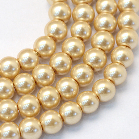 Baking Paint Pearlized Glass Pearl Round Bead Strands X-HY-Q003-4mm-42-1