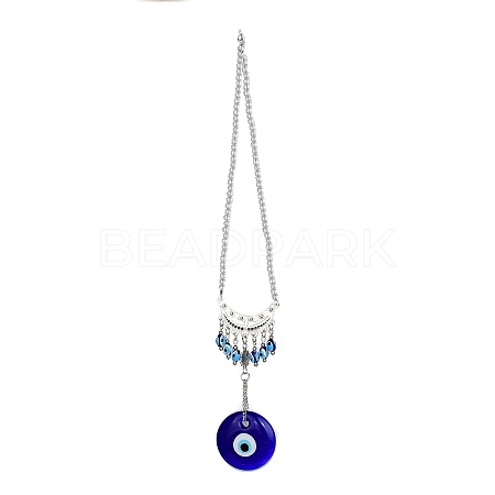 Evil Eye Alloy Lampwork Pendant Decorations HJEW-M005-02A-AS-1