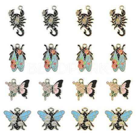 16Pcs 8 Styles Alloy Enamel Pendants ENAM-FS0003-95-1
