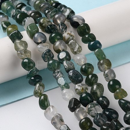 Natural Moss Agate Beads Strands G-D081-A02-1