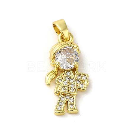 Rack Plating Brass Micro Pave CLear Cubic Zirconia Pendants KK-C053-07B-G-1