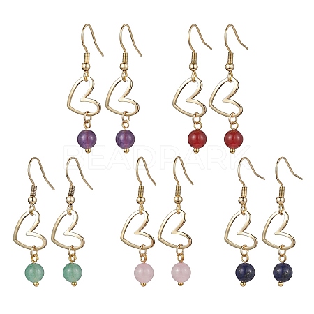 Natural Mixed Gemstone Dangle Earrings EJEW-JE05658-1