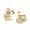 Heart Rack Plating Brass Micro Pave Clear Cubic Zirconia Stud Earrings EJEW-M240-03G-2
