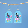 Arch with Bird Pattern Acrylic Dangle Earrings FS-WG54A2C-06-1